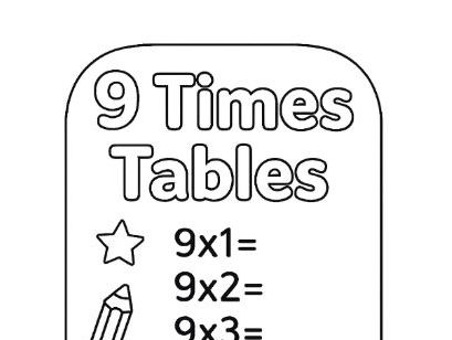 9 Times Tables Colouring Template Bookmark MTC Check