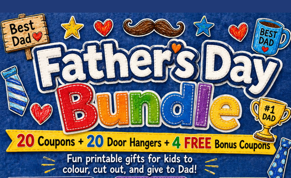Father’s Day Colouring Bundle | Coupons & Door Hangers | Printable Dad Gift Craft