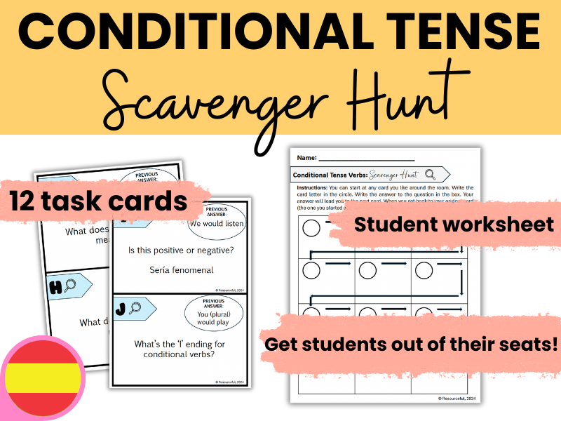 Spanish Conditional Tense Verbs - Scavenger Hunt Classroom Activity