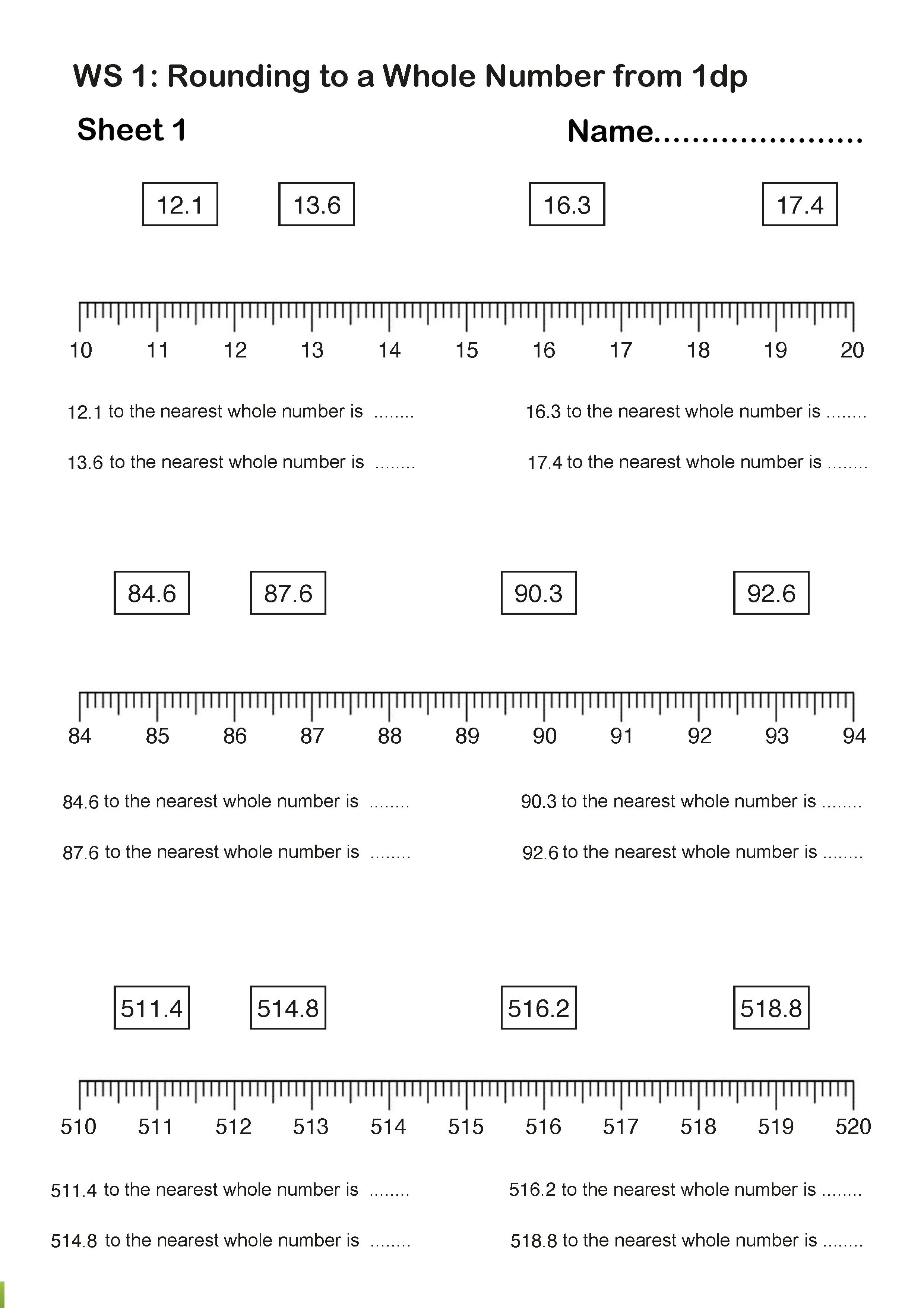 Rounding Decimal Numbers Worksheets Teaching Resources