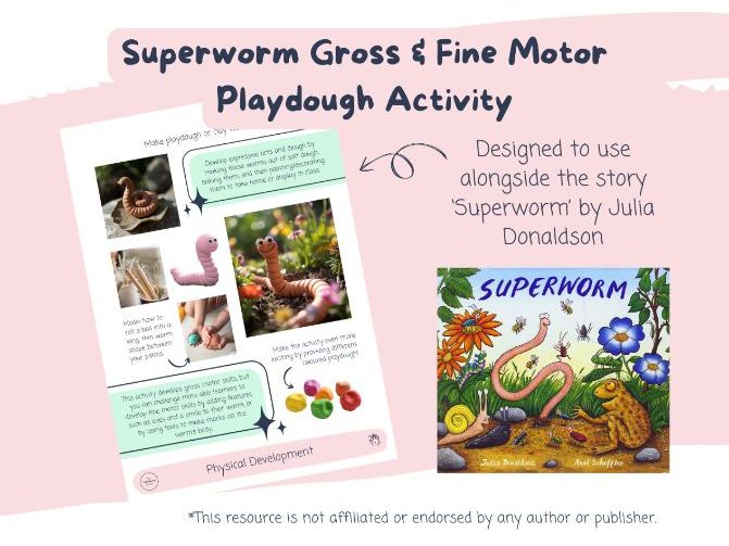 Superworm Fine and Gross Motor Playdough Activity
