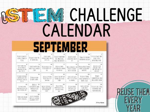 STEM Challenge Calendar – September Daily STEM Activities for Primary & ESL
