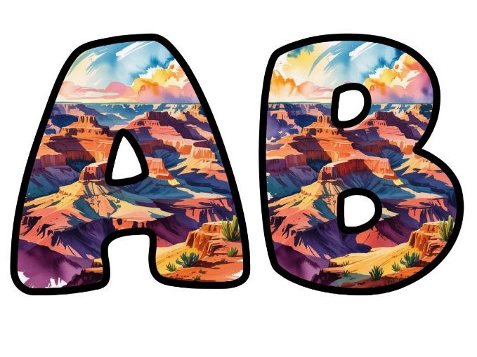 Grand Canyon Vista Alphabet Letters | Classroom Display, A-Z 0-9 and Signs