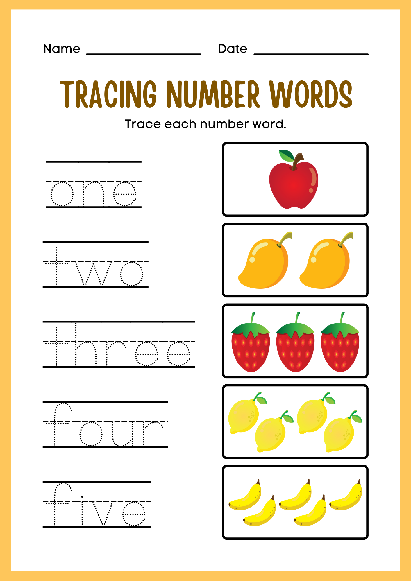 Tracing Number Words 1 to 10 Math Worksheet for Grade 1 | Teaching ...