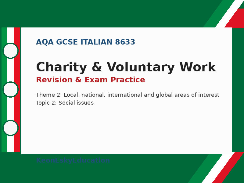 AQA GCSE Italian – Charity & Voluntary Work