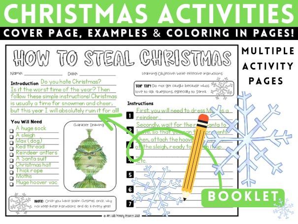 How To Steal Christmas Activity Themed 'Grinchy' Foldable Booklet & Worksheets