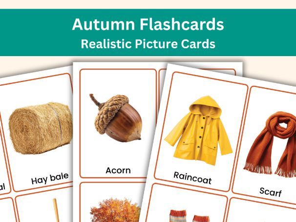 Autumn Flashcards - 52 Realistic Picture Cards | Educational Learning