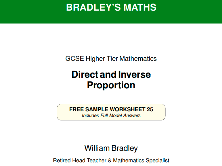 GCSE Maths Higher - Direct & Inverse Proportion (Grade 7-9 Worksheet)