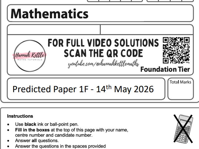 GCSE Maths Foundation Practice Paper Revision 2026 Edexcel