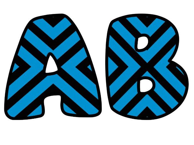 Blue Black Abstract Lettering Set | Classroom Display | Upper & Lowercase, 0-9 and Signs