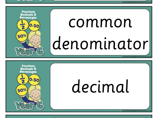 Year 6 Maths Vocabulary - Fractions, Decimals and Percentages