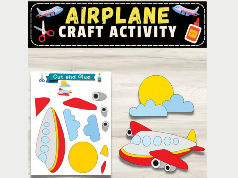 Build An Airplane Craft: Transportation Coloring & Activities For Toddlers
