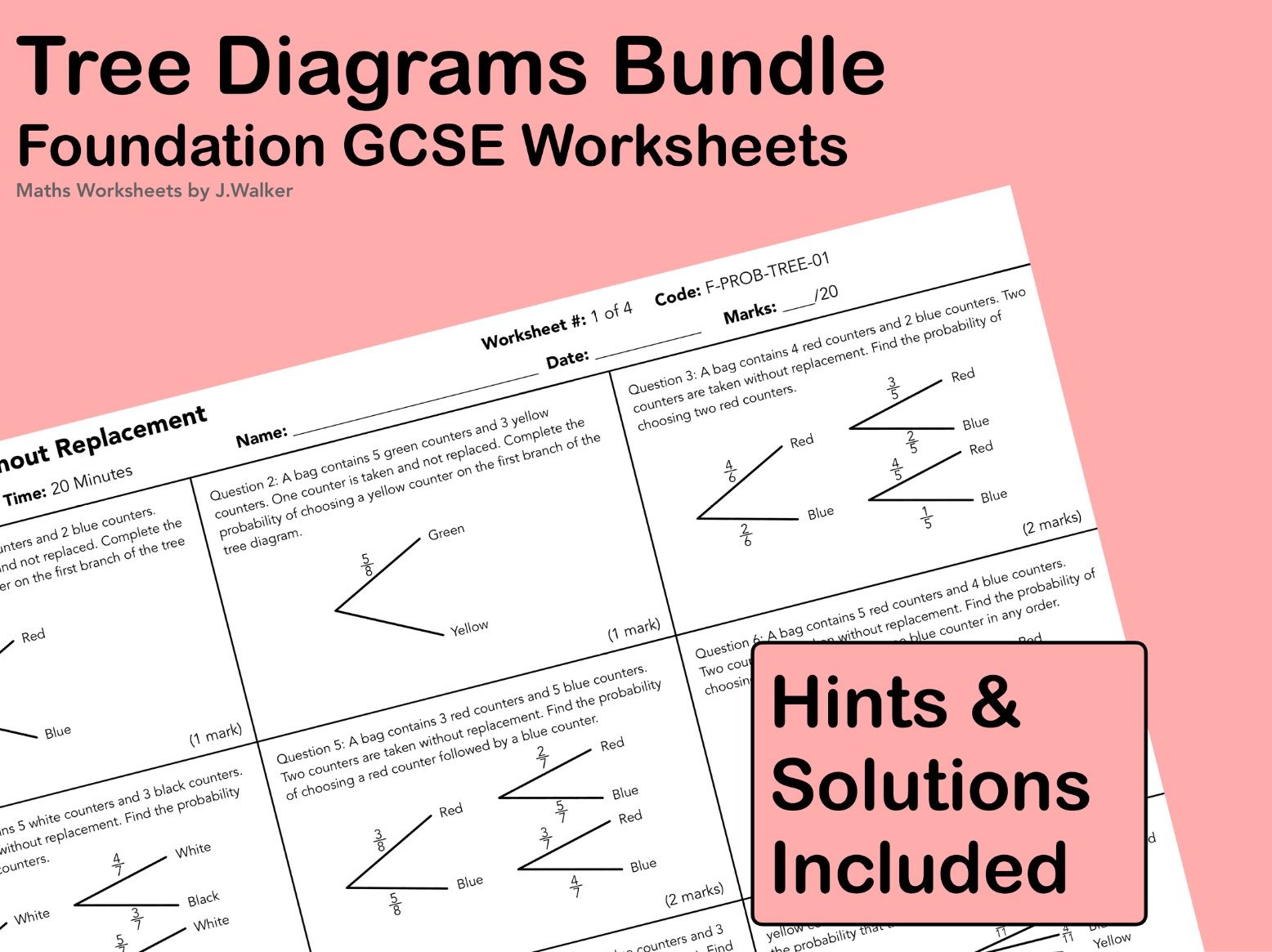 GCSE Maths: Tree Diagrams Bundle - Foundation Tier