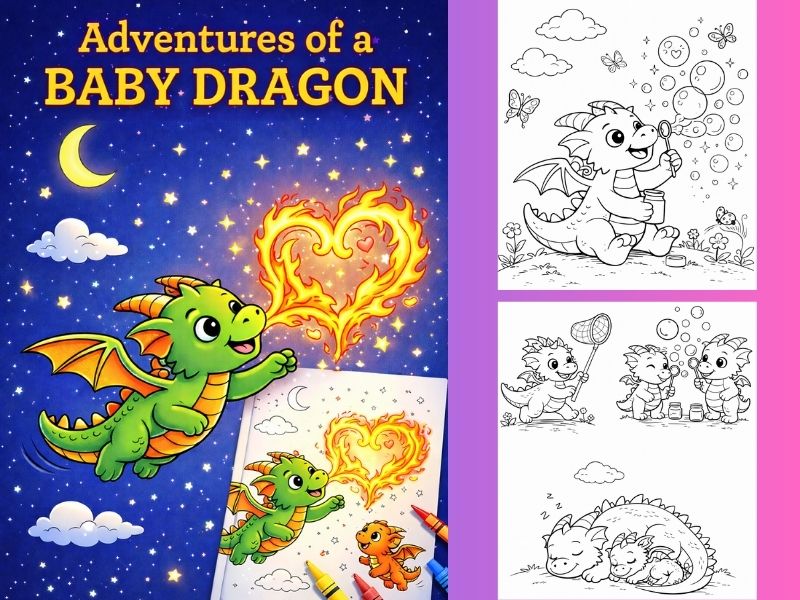 Baby Dragon Coloring Pages - Printable Dragon Activity Pack