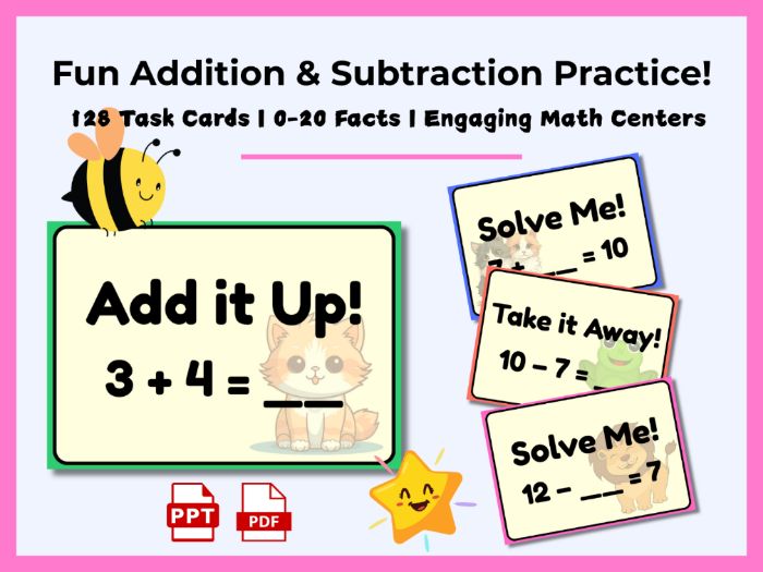 Addition & Subtraction Task Cards 0–20