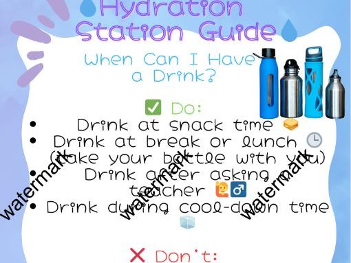 Classroom Water Station Posters Hydration , Healthy Drinking Rules , Printable