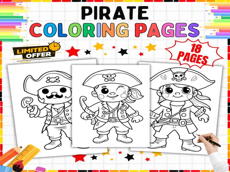 Pirate Colouring Pages | Treasure Hunt Activities - Printable Buccaneer Worksheets for Kids