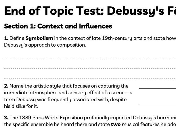 Debussy Fetes - end of topic test