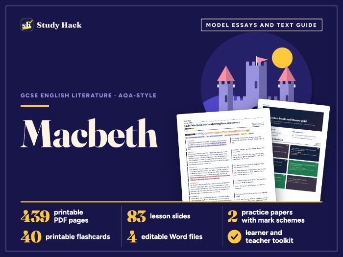 GCSE English Literature Macbeth: AQA-style model essays, workbook and lessons