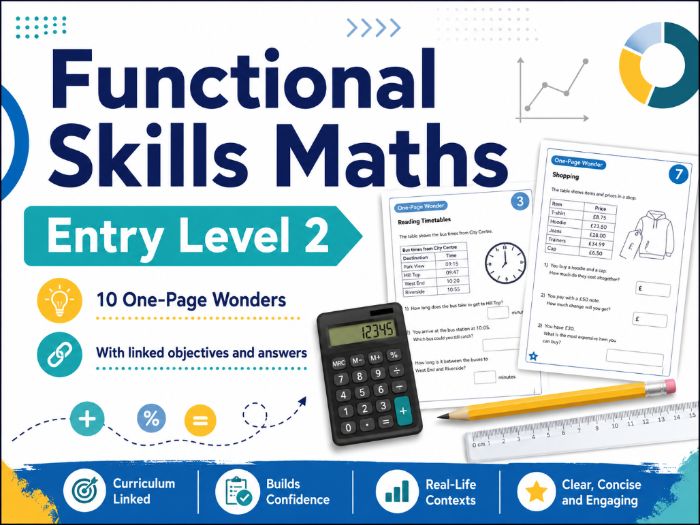 Entry Level 2 Functional Skills Maths – Revision Worksheets + Objectives & Answers