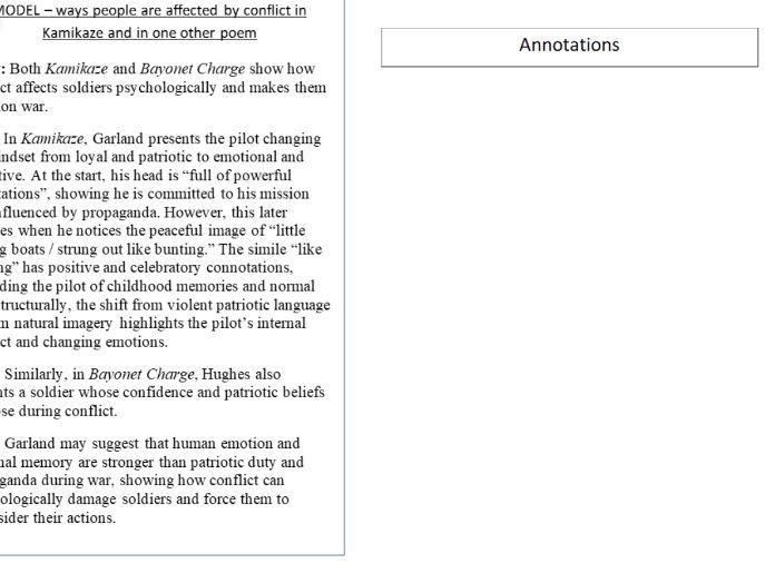 GCSE Power & Conflict Poetry Comparison Booklet