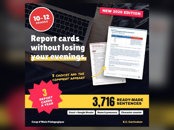 BC Report Card Comments Generator Grades 10-12 | Proficiency Scale Comment Bank
