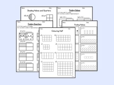 Fractions Worksheets- halves and quarters
