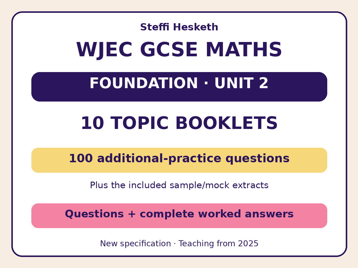 WJEC New Spec Maths Foundation Unit 2 – 10 Topic Booklet Bundle