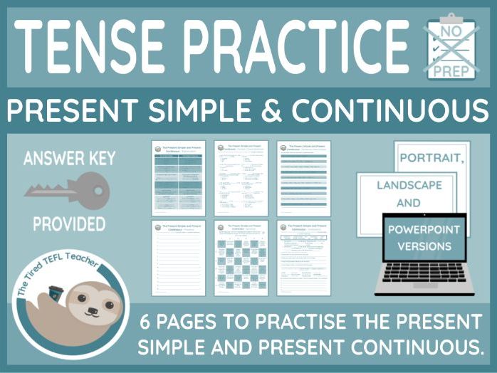 ESL Present Simple and Present Continuous Worksheets (PPT Version Included)