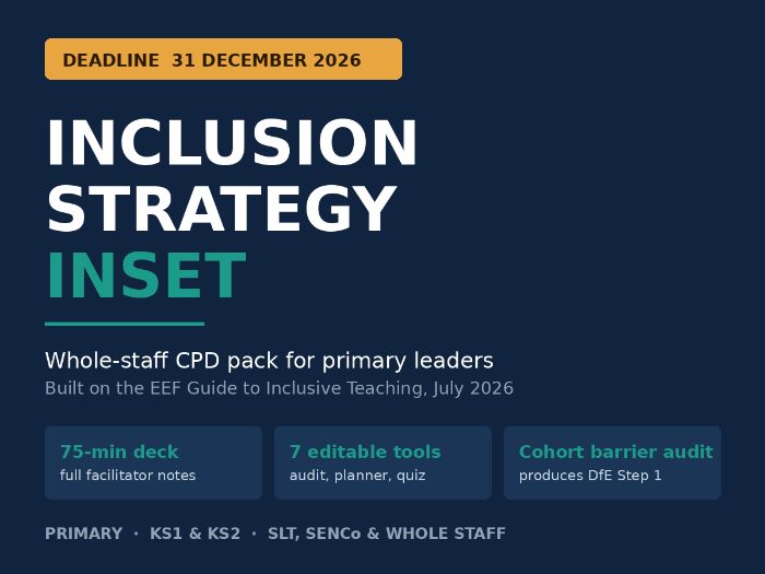 EEF Inclusion Strategy INSET: Whole-Staff CPD Pack + 7 Tools