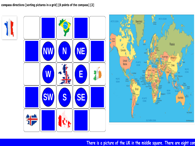 compass directions [sorting pictures in a grid] [8 points of the compass] [2]