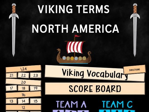 Vikings in North America Vocabulary Review Grade 8 ESL Self-Grading PPT Game