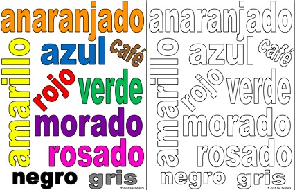 Spanish Colors Class Sign and Coloring Activity