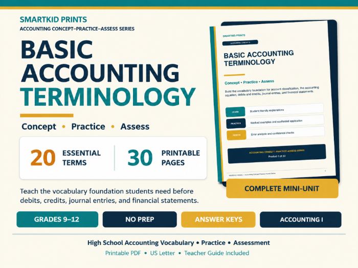 Basic Accounting Terminology Worksheets