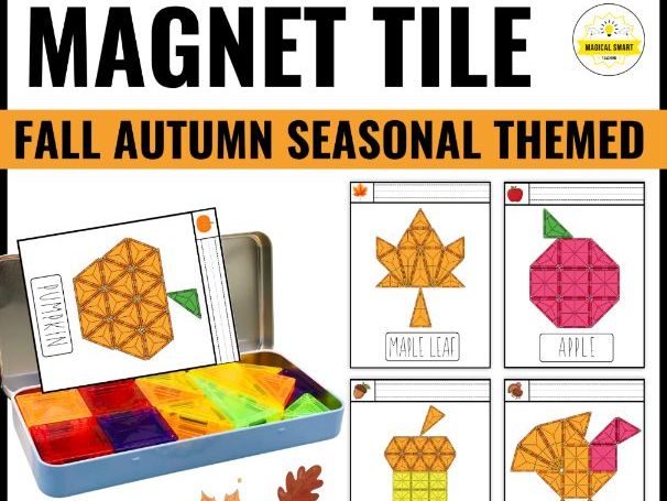 Fall Autumn Magnetic Magnet Tile Task Cards Building | Fine Motor Activities