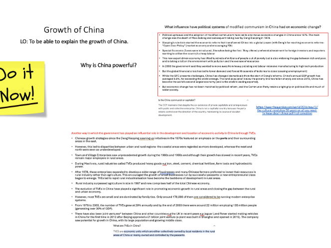 L7 Growth of China - Edexcel IA2 Geo SuperPowers