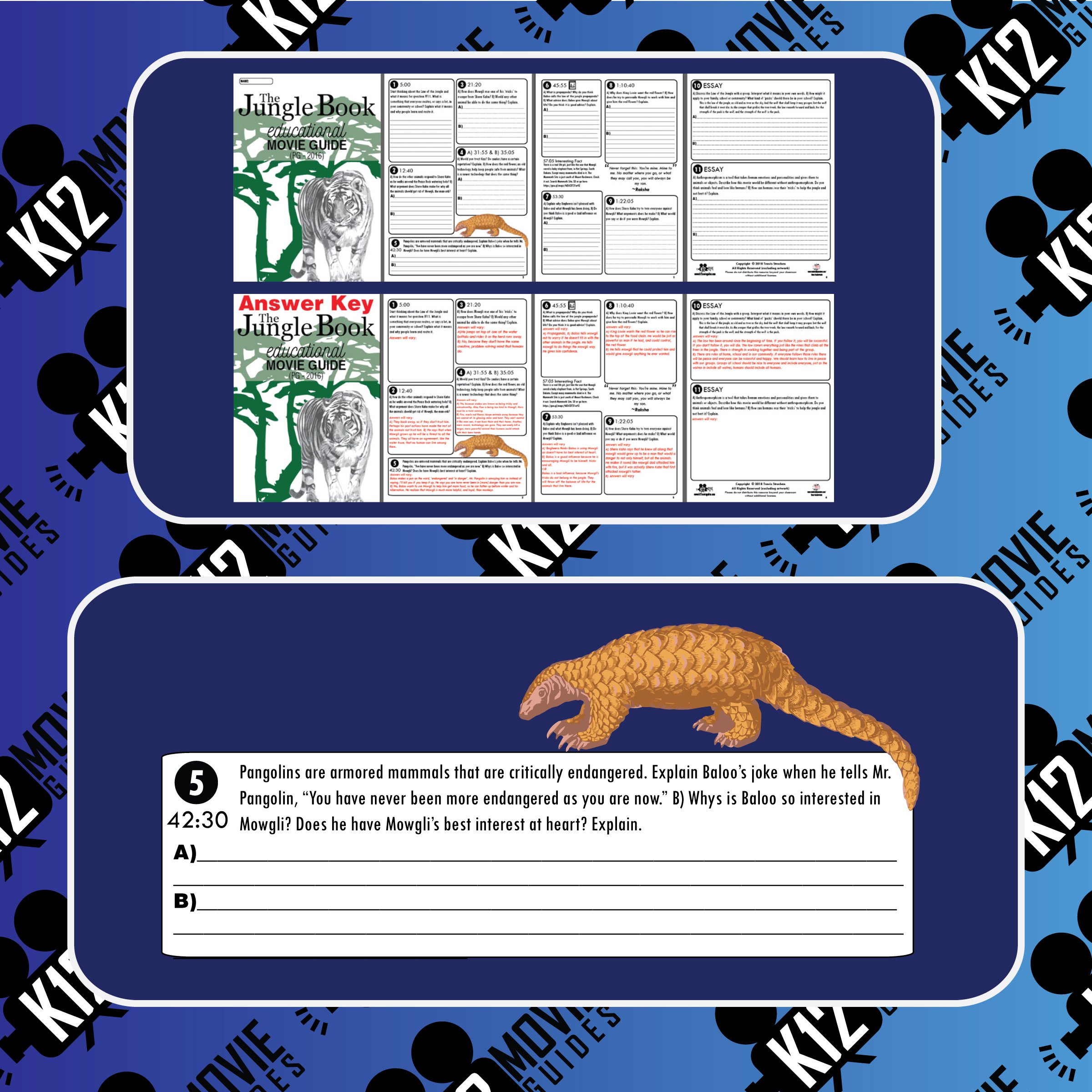 The Jungle Book Movie Guide Questions Worksheet (PG 2016