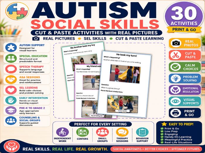 Autism Social Skills Cut & Paste