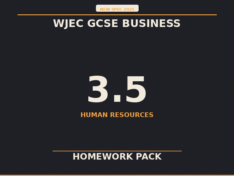 NEW SPEC 2025 WJEC GCSE Business – 3.5 Human Resources – HOMEWORK PACK