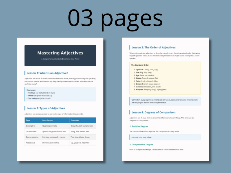 Mastering Adjectives: A Comprehensive English Grammar Guide