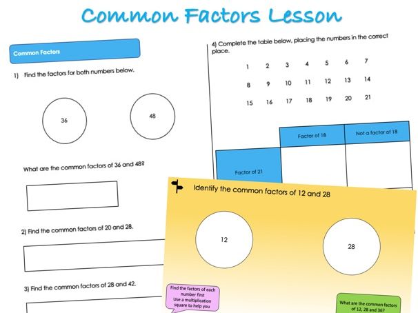 Year 6 Four Operations - Common Factors Lesson