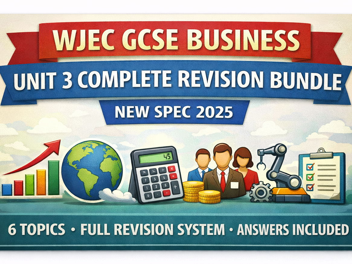 NEW SPEC 2025 WJEC GCSE Business Unit 3 Complete Revision Bundle – All 6 Topics | Booklets, Mats, Exam Questions & Answers