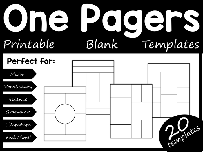 One Pager Template Pack | 20 Blank Unique Designs | All About Me & Cross-Curricular Display