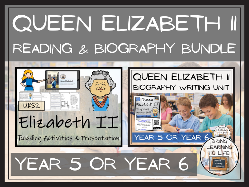 Queen Elizabeth II Reading Comprehension and Biography Bundle | UKS2