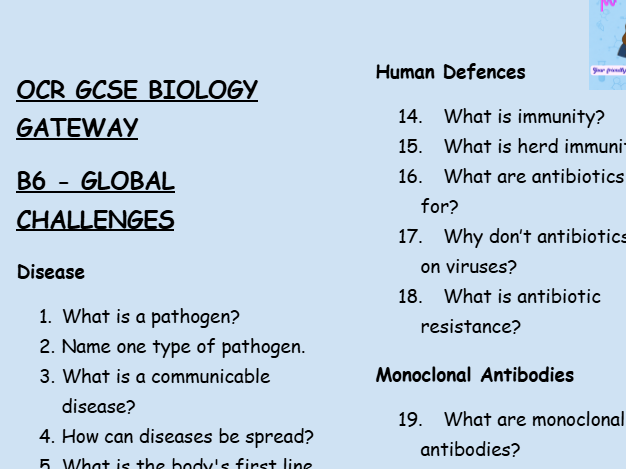 OCR GCSE Biology B6 Global Challenges – 30 Retrieval Questions with Answers