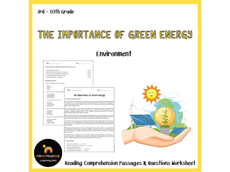 The Importance of Green Energy Reading Comprehension Passages ...