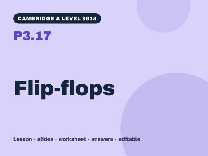 Cambridge A Level Computer Science 9618 – P3.17 Flip-flops – Lesson & Worksheet
