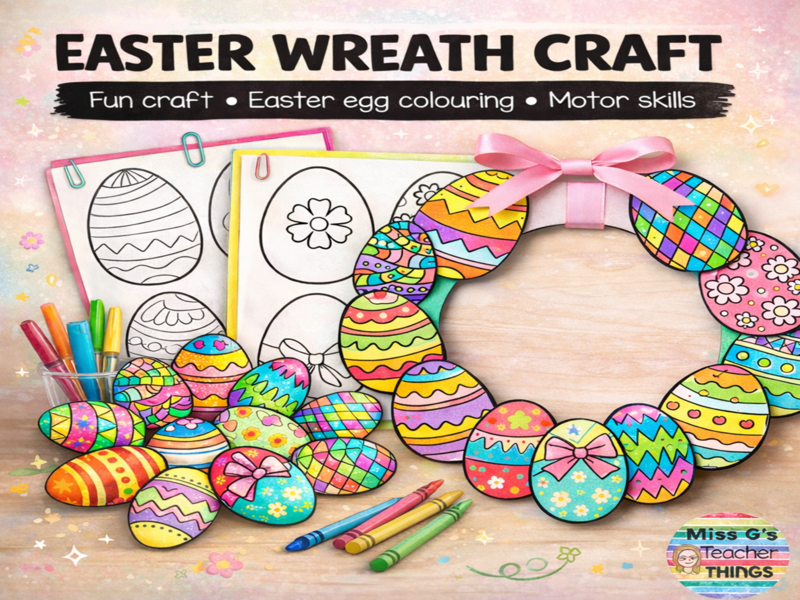 Easter Craft Activity - Make an Easter Egg Wreath (printable: easy for all ages)