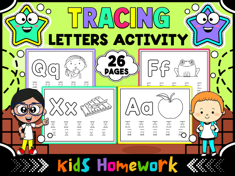 Tracing Letters Worksheets | Alphabet Handwriting Practice for Kids