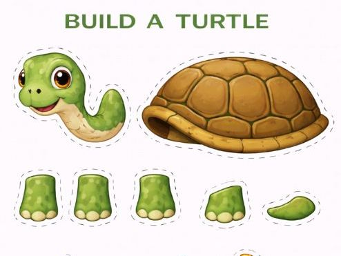 Cut and stick a Turtle- Fine Motor Skills